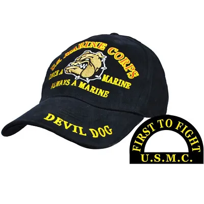 U.S. Marine Corps Devil Dog Black Hat USMC Cap OFFICIALLY LICENSED • $15.88