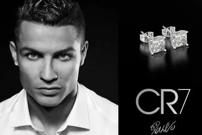 £10.45 • Buy Men's Boy's Ronaldo 5mm - 10mm Choice Square White Gold Plated Diamond Earrings