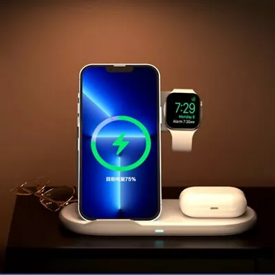 3 In 1 Wireless Charger Charging Dock Station For Phone IPhone 15 Watch Airpods • $39.99