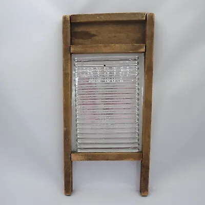 Small Antique  Crystal  Brand Ribbed Glass Wash Board • $39.99