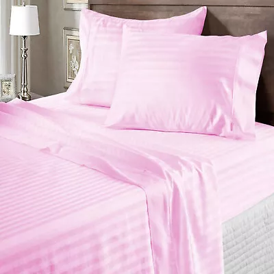Egyptian Cotton 1000TC Marvelous Bedding US Sizes Select Item Pink Stripes • $75.04