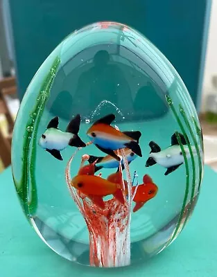 Vintage Glass Fish Aquarium Ocean Reef Plant Fish Murano Style Paperweight • £20