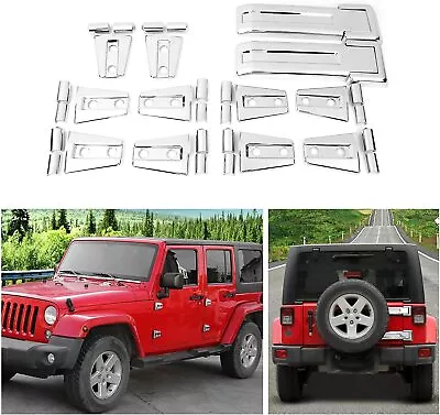 For 2007-18 Jeep Wrangler JK JKU Door & Hood & Tailgate Hinge Cover Trim Chrome • $94.59