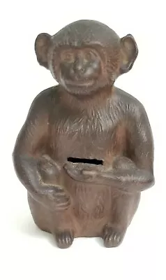 Rare Antique Signed Redware Clifton Art Pottery Monkey Bank ~ 6  • $375