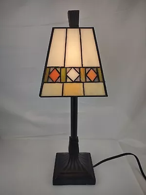 $75.99 • Buy Tiffany Style Mission Petite Stained Glass 17 Inches Tall Table Lamp