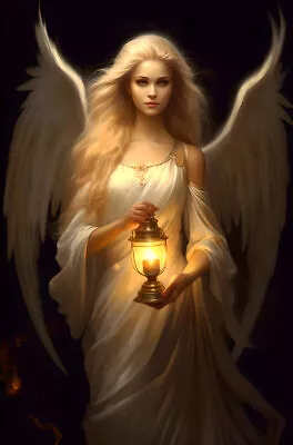 Wall Art Home Decor Canvas Print Vintage Angel Hold The Lantern Oil Painting • $19.70