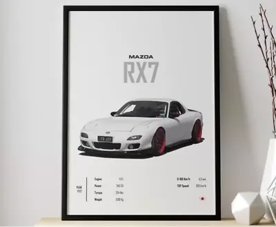 Mazda Rx7 Modern Car Enthusiast Poster - A3/a2 Print - Unframed • £12.99