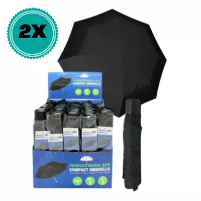$18.98 • Buy Black Umbrella & Cover Compact Travel Size 2pcs Anti-uv Folding Windproof Light
