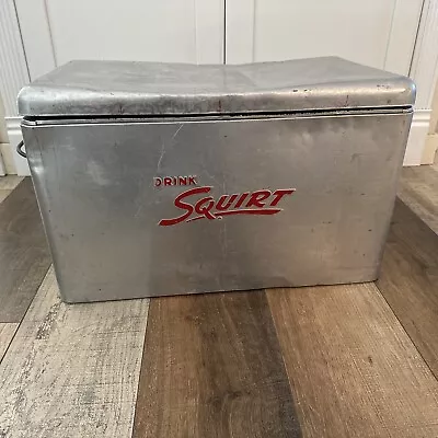 Vintage Squirt Soda Cooler Embossed Lettering Original Ice Chest Metal • $185.45