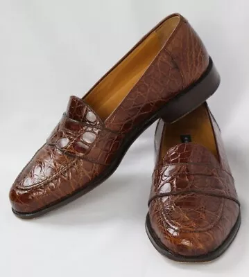 Magnanni Mens Genuine Crocodile Leather Penny Loafers Shoes Made In Spain 7.5 M  • $149