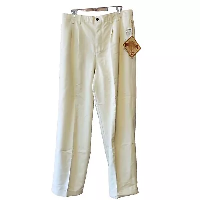 NWT Caribbean Joe Mens Pleated Classic Trouser Pants  Sand 34x30 Classic  • $24.99