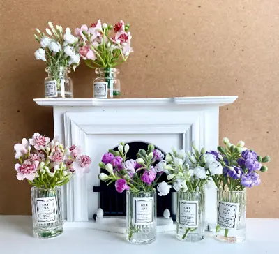 Miniature Flower  In Glass Vase Dolls House Bunch Flowers Pot Dollhouse 1:6 1:12 • $7.59