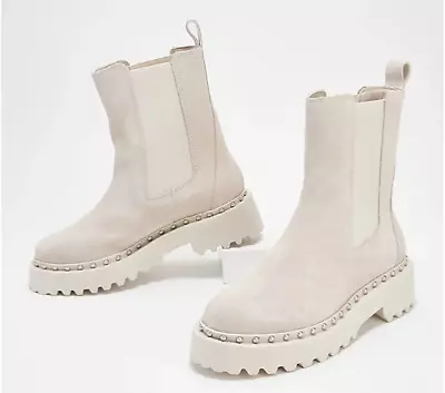 Vince Camuto Leather Mid Chelsea Boots - Meendey Women's Milky White 9 New • $58.99