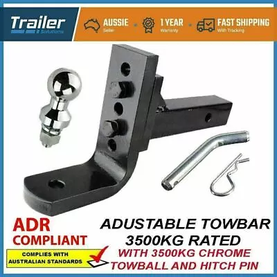 Adjustable Towbar Drop Tow Bar Ball Mount Tongue Hitch Trailer Car 4000KG 4T • $102.61