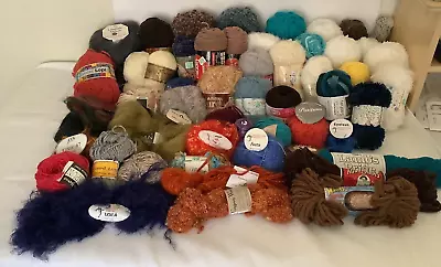 YARN LOT #1  MIXED LOT 50+ Skeins Mohair Acrylic Mostly Full & Partial VTG Euro • $140