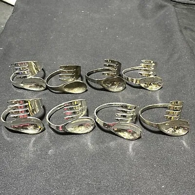 Vintage Set Of 8 Silver Plated? Napkin Rings Fork & Spoon Holders Read Descript. • $15