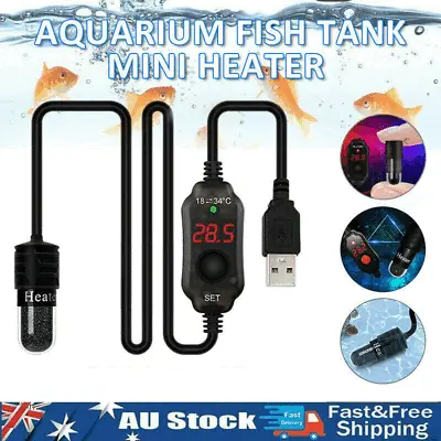 Mini Aquarium Fish Tank Heater USB Heating Rod Submersible Thermostat Heater RL • $8.96