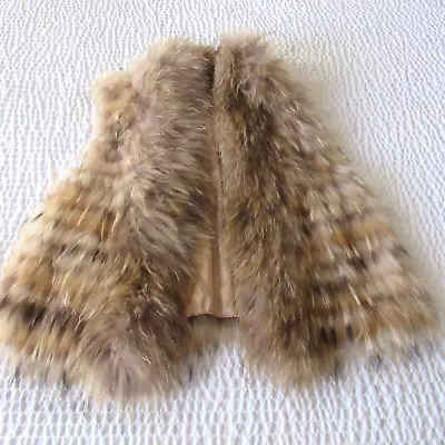 Real Fur Designer Vest M Ombre Shades Brown Cream Charleston King Street Luxury • $85