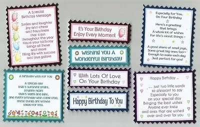 4 HAPPY BIRTHDAY Greeting Card Craft Verse Toppers W/WO Sentiments*NEW DESIGNS • £2.39