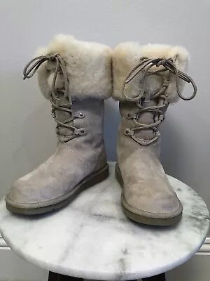 UGG Australia Montclair 1892 Lace Up Fur Lined Boots Women’s Size 7 Sand • $125