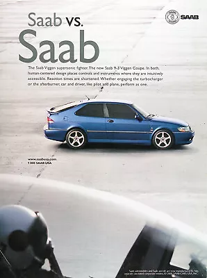 2001 SAAB 9-3 VIGGEN COUPE Genuine Vintage Advertisement ~ Saab Vs. Saab • $18.88