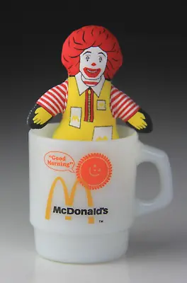 VTG McDonald's Anchor Hocking Fire King Milk Glass Coffee Mug & Miniature Doll • $24.99