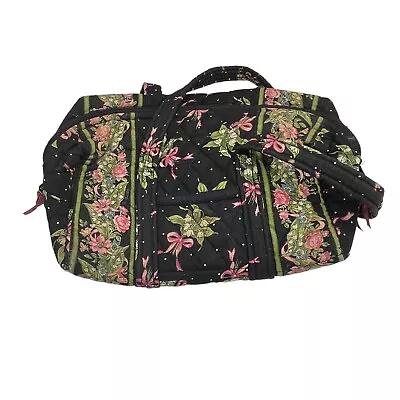 Vera Bradley Hope Pink Floral Ribbon Small Bag Travel Retired Black Floral • $12.57