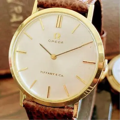 Tiffany & Co. OMEGA Watch 14K Solid Men's Analog Antique Vintage Made In 1965 • $1802.02