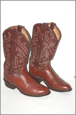 Tony Lama Boots Cow Boy All Leather Cognac T 42/8D Very Good Condition • $154.39
