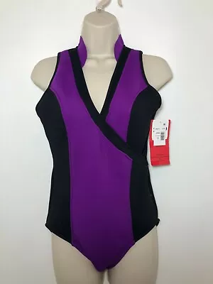 Magicsuit One Piece Wireless Swimsuit 10 Slimming Scuba Miley Zip Purple Black • $32.99