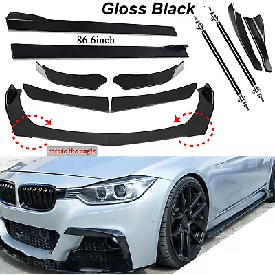 Front Bumper Lip Spoiler Splitter 86.6  Side Skirt Rear Lip For F30 E92 E90 E36 • $59.99