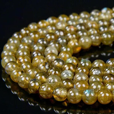 Natural Yellow Labradorite Gemstone Round 4MM 5MM Loose Beads 15 Inch(D330) • $4.99