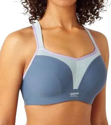 Panache Sports Bra Underwired Moulded Cups Racerback - Grey - 36D - BNWT  • £28