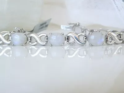 New Sterling Silver 925 Natural Moonstone Tennis Infinity Bracelet Fits 7.5  • $77.90