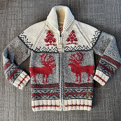 Roots Canada X Mary Maxim XXS Chunky Wool Cowichan Sweater Zip Jacket Reindeer • $128.88