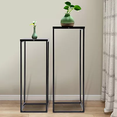 Set Of 2 Metal Pedestal Plant Stand Nesting Display End Table High Pot • $30