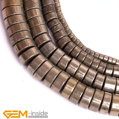Natural Pyrite Gemstone Heishi Spacer Loose Beads For Jewelry Making 15'' DIY • $14.69
