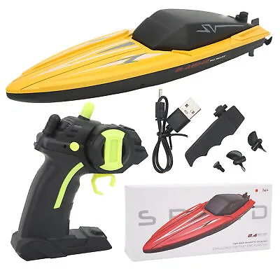 (Yellow)RC Racing Boat Set 4 Channels Remote Control Speedboat ABS Plastic Hull • $50.79