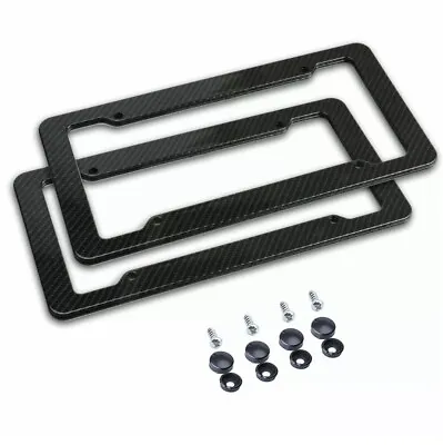 2x Carbon Fiber License Plate Frame Tag Cover Protection Rack Universal Standard • $9.95
