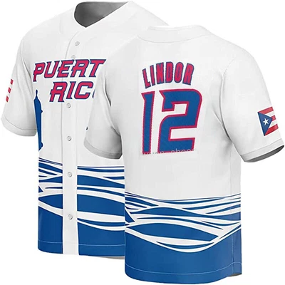 $31.99 • Buy #12 Francisco Lindor Puerto Rico National Baseball World Classic Printed Jersey