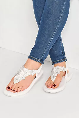 Yours Curve Women Plus Size Diamante Flower Sandals In Extra Wide EEE Fit • £30