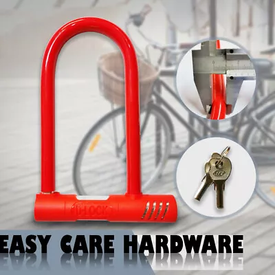 Bicycle Bike U Lock Cycling Motorcycle Keyed D Locks 3  X 8  Key Red Black Blue • $16.99