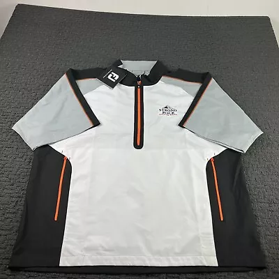 FootJoy Golf Jacket Mens 2XL White Black Windbreaker 1/4 Zip Waterproof New • $47.99