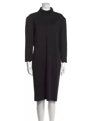 Gucci Vintage Authentic Solid Black Turtleneck Long Sleeve MIDI Dress 46 Medium • $256.49