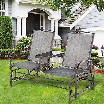 Patio Glider Rocking Chair Bench Loveseat 2 Person Rocker Deck Outdoor Furniture • $149.99