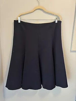 Vince Camuto Skater A Line Box Pleated Navy Skirt Sz 14 Side Zipper • $19