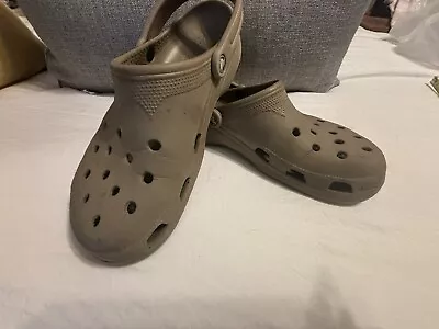 CROCS  Classic Mens Sz 10-11 Gray  Clogs Shoes Strap Back EUC • $21.50