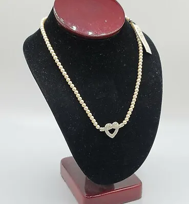 £58.55 • Buy Vtg MONET Necklace Choker Heart Theme Faux Pearl Rhinestones Enamel Jewelry 