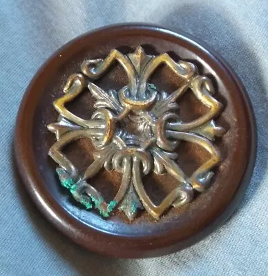 Large 1 And 13/16  Vintage Metal Openwork On Bakelite Button. • $9.99