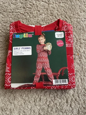 £3 • Buy Girls Lupilu Christmas Xmas Pyjamas Pj's Ages 2 - 4 Yrs NEW Red Snowflakes
